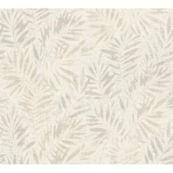 AS-Creation Vliestapete Blätter Metallic Muster Glänz., Matt Strukt. Weiß Grau