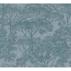 Vliestapete Wald Matt Leicht Strukturiert Blau FSC®