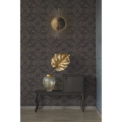 Vliestapete Ethno Leicht Glänzend Leicht Strukturiert Schwarz Bronze FSC® – Bild 6