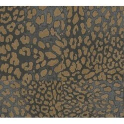 Vliestapete Leopardenmuster Matt Leicht Strukturiert Gold Schwarz FSC®