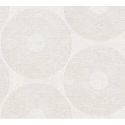 Vliestapete Kreise Matt Leicht Strukturiert Weiß Grau FSC®