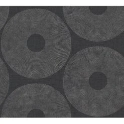 Vliestapete Kreise Matt Leicht Strukturiert Schwarz Grau FSC®