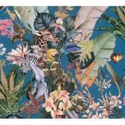 Vliestapete Blumenoptik Tiere Matt Glatt Blau Gelb FSC®