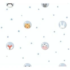 Vliestapete Tapete Mit Tieren Kinderzimmertapete Blau Weiß FSC®