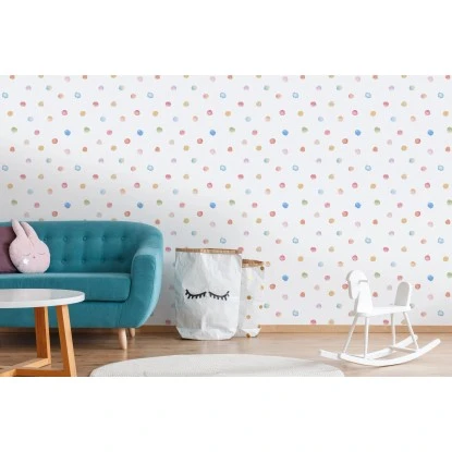 Vliestapete Tapete Mit Punkten Kinderzimmertapete Bunt Weiß FSC® – Bild 2