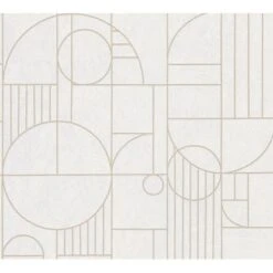 Vliestapete Geometrisch Design Muster Glanz Leicht Strukt. Weiß Gold FSC®