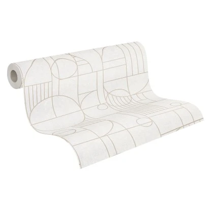 Vliestapete Geometrisch Design Muster Glanz Leicht Strukt. Weiß Gold FSC® – Bild 4