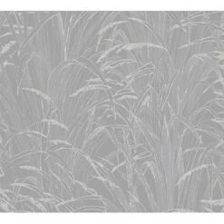 Vliestapete Gräser Glänzend Leicht Strukturiert Metallic Grau FSC®