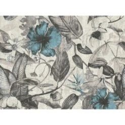 A.S. Création Vliestapete Greenery Blüten Grau-Blau FSC®