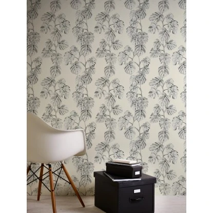 A.S. Création Vliestapete Greenery Blätter Schwarz-Weiß FSC® – Bild 2